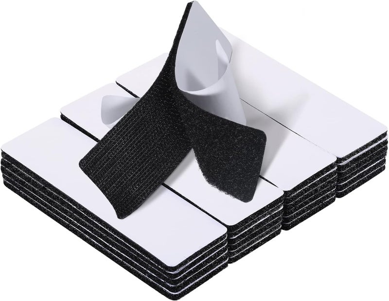 JUMINIZ 20 Sets 1x4 Inch Hook and Loop Fastener Strips with Adhesive Heavy Duty Double Sided Sticky Picture Hanging Wall Mounting Tape for Home and Office Use, Black - Image 1